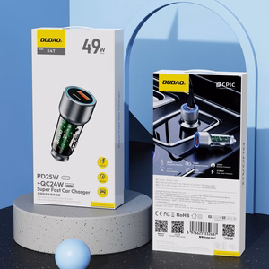 Dudao R4T 25W USB-A / USB-C automobilinis įkroviklis - pilkas