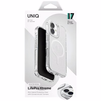 Uniq LifePro Xtreme Magnetinis įkrovimo dėklas telefonui iPhone 17 - Permatomas su blizgučiais