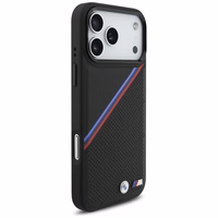 BMW M Tricolor Metal Logo MagSafe dėklas telefonui iPhone 17 Pro Max - juodas