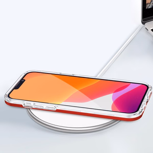Skaidrus 3in1 dėklas telefonui iPhone 13 Pro Max rėmelis gelis raudonas