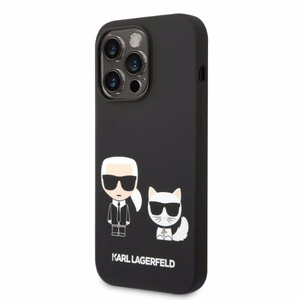 Karl Lagerfeld KLHMP14LSSKCK iPhone 14 Pro 6.1 "kietasis dėklas juodas / juodas skystas silikoninis Karl & Choupette MagSafe
