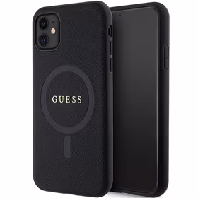 Guess GUHMN61PSAHMCK dėklas iPhone 11 / Xr - juodas Saffiano MagSafe