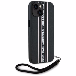 Karl Lagerfeld Saffiano Athleisure Stripes Cord dėklas telefonui iPhone 15 - rožinis