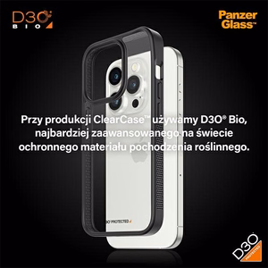 PanzerGlass ClearCase Dėklas telefonui iPhone 15 Pro – karinės klasės sertifikuotas, skaidrus ir juodas