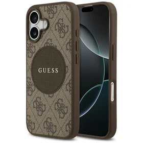 Guess 4G Circle Classic Logo Magnetinis dėklas telefonui iPhone 17 - ruda