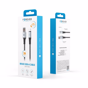 Forever Braix laidas USB - USB-C 1,0 m 3A juodas