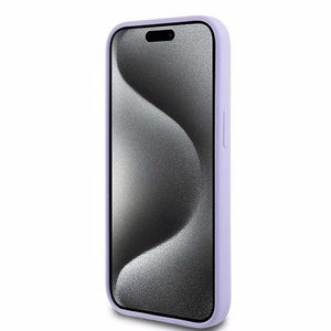 Karl Lagerfeld silikoninis Karl&Choupette galvų žiedas Magnetinis iPhone 15 dėklas - Violetinis