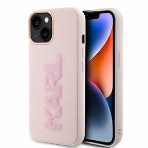 Karl Lagerfeld 3D Rubber Glitter Logo чехол для iPhone 15 Plus - розовый