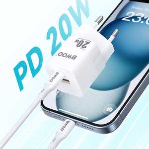BWOO CDA156 PD sieninis įkroviklis 1x USB-C 1v USB 20W baltas