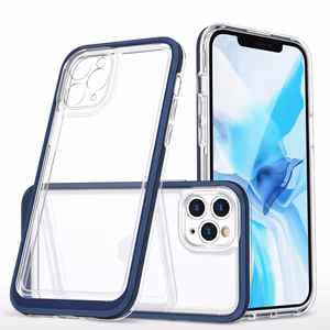 Skaidrus 3in1 dėklas telefonui iPhone 11 Pro Max mėlynas rėmo gelis