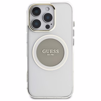 Guess IML Metal Colored Circle Classic Logo Magnetinis dėklas telefonui iPhone 16 Pro - pilkas