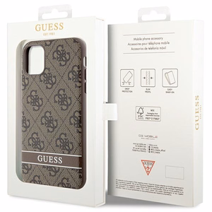 Guess GUHCN61P4SNW iPhone 11 / Xr rudas kietasis dėklas 4G Stripe