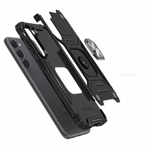 Wozinsky Ring Armor dėklas telefonui Samsung Galaxy S23+ šarvuotas dėklas su magnetiniu laikikliu ir žiedu juodas