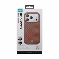 "Benks" magnetinis šarvas "Pro Armor Grid Kevlar Case Metal Frame 600D (YB70) for Iphone 17 Pro Max orange