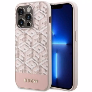 Guess GUHMP14LHGCFSEP iPhone 14 Pro 6.1" rožinė/rožinė kietas dėklas GCube Stripes MagSafe