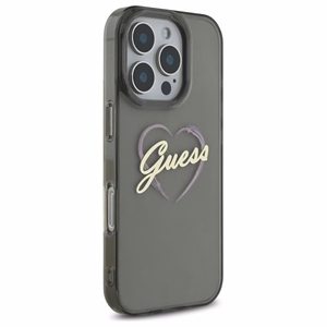 Guess IML Heart dėklas telefonui iPhone 16 Pro - juodas