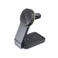 Tech-Protect QI15W-A28 MagSafe 3in1 indukcinis įkroviklis su stovu išmaniajam telefonui / Apple Watch / AirPods - juodas