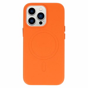 Dėklas (m) telefonui MagSafe odinis iPhone 15 Plus - oranžinis