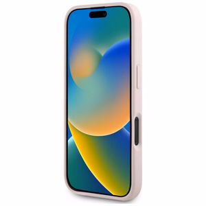 Guess grūdėtas didelio 4G logotipo klasikinis dėklas telefonui iPhone 16 - rožinė