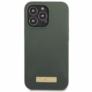 Guess Silikoninis Logo Plate Magnetinis dėklas iPhone 13 Pro / iPhone 13 - žalias