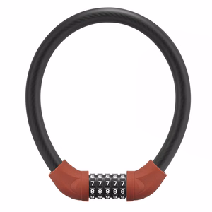 Rockbros RKS870-BK dviračio spyna su kodu ir 85 cm plieniniu trosu – raudona
