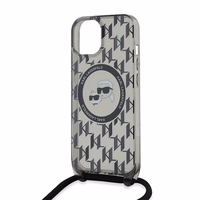 Karl Lagerfeld IML Crossbody Monogram Karl & Choupette Head Magnetinis dėklas iPhone 15 / 14 / 13 - juodas