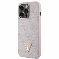 Guess GUHCP13LP4TDSCPP dėklas iPhone 13 Pro / 13 - rožinis kryžminis 4G metalinis logotipas
