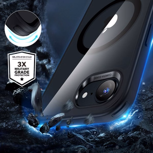 ESR Classic Hybrid Halolock MagSafe iPhone 16e dėklas - skaidrus/juodas