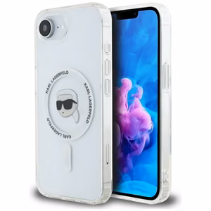 Оригинальный чехол Karl Lagerfeld IML Metal Karl Head MagSafe для iPhone 17e / 16e белый