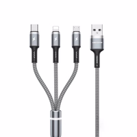 WEKOME WDC-119 Fython Series - 3-in-1 USB-A to Lightning + USB-C + Micro USB PD Connecting laidas 1.2 m (sidabrinis)