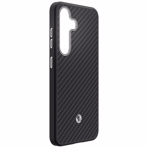 Samsung Enzo Aramid dėklas Samsung Galaxy S25, juodas-sidabrinis