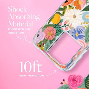 Rifle Paper Clear MagSafe dėklas, skirtas iPhone 14 Pro Max, „Garden Party Blush“ rašto