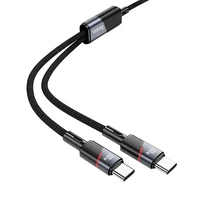 Kabelis 2in1 USB C į USB C / USB C Hoco 5A 100W 1,2 m U139 juodas