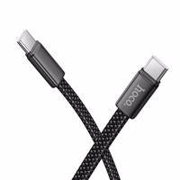 Plokščias kabelis USB C į USB C Hoco 3A 60W 1 m X125 juodas