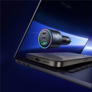 Joyroom JR-CCN07 145W automobilinis įkroviklis 2xUSB-C USB-A + 100W USB-C kabelis - tamsiai pilkas