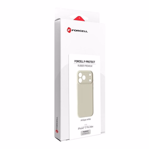 Dėklas iPhone 17 Pro Max / 18 Pro Max (žemas kameros kraštas) Forcell F-Protect Rubber Premium, suderinamas su MagSafe, antikinės baltos spalvos