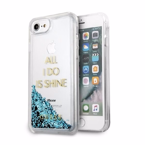Guess GUHCP7GLUQBL iPhone 6/7/8 /SE 2020 / SE 2022 mėlynas/kietas dėklas Liquid Glitter Party