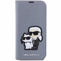 Karl Lagerfeld KLBKP14XSANKCPG iPhone 14 Pro Max 6.7" Dėklas telefonui (m) - sidabro (m) Saffiano Monograma Karl & Choupette