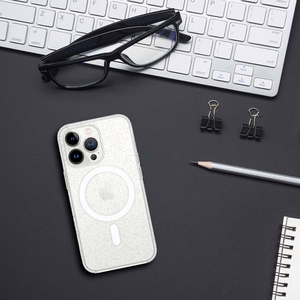 TEL PROTECT MagSilicone Skaidrus Dėklas Iphone 15 Pro Max su blizgučiais