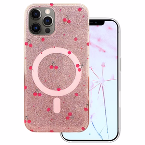 Cherry Mag dėklas skirtas iPhone 12 / 12 Pro 6,1" su blizgučiais