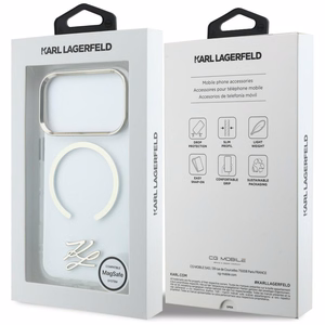 Karl Lagerfeld IML KL Script Logo MagSafe Dėklas for iPhone 17 Pro - Clear
