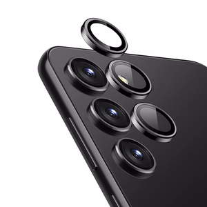 Защита объектива камеры Crong Lens Ring из закалённого стекла для Samsung Galaxy S24+, чёрная