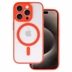 Akrilinis spalvotas magnetinis dėklas telefonui Iphone 15 raudonas