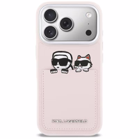 "Karl Lagerfeld Karl & Choupette Print & Pocket Case" dėklas "iPhone 17 Pro" - rožinis