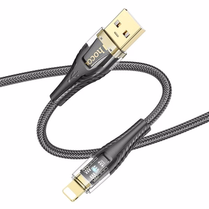 Кабель USB A to Lightning Hoco 2,4A 1,2 m U121 черный прозрачный