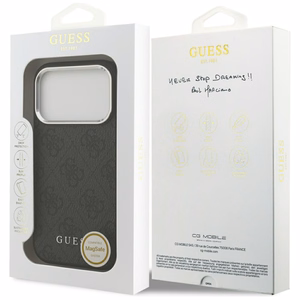 Guess 4G Classic Logo Magnetinis dėklas telefonui iPhone 17 Pro - juodas