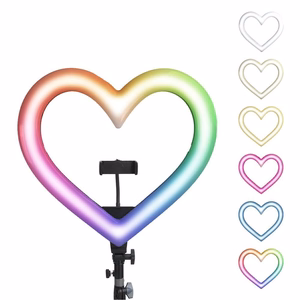 LED žiedinė Stream RGB lempa 10" su telefono laikikliu HEART + trikojis JM26-10 juoda