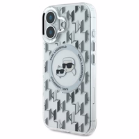 Karl Lagerfeld IML Monogram Karl & Choupette Head Magnetinis dėklas telefonui iPhone 16 - skaidrus