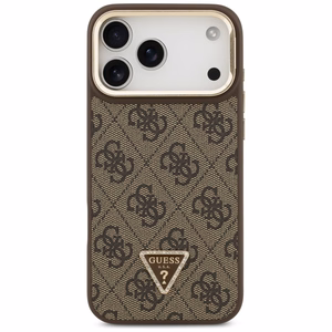 Guess 4G PU Triangle Logo & Stand Camera Magsafe чехол iPhone 17 Pro Max - коричневый