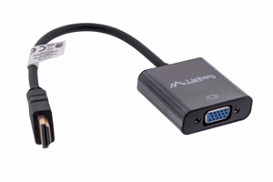 Lanberg AD-0017-BK vaizdo laido adapteris 0,2 m VGA (D-Sub) HDMI Type A (Standard) juodas